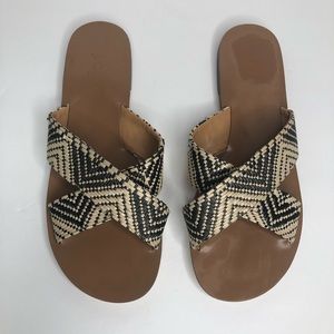 J Crew Raffia Geometric Woven Aztec Crisscross Sandals Size 7